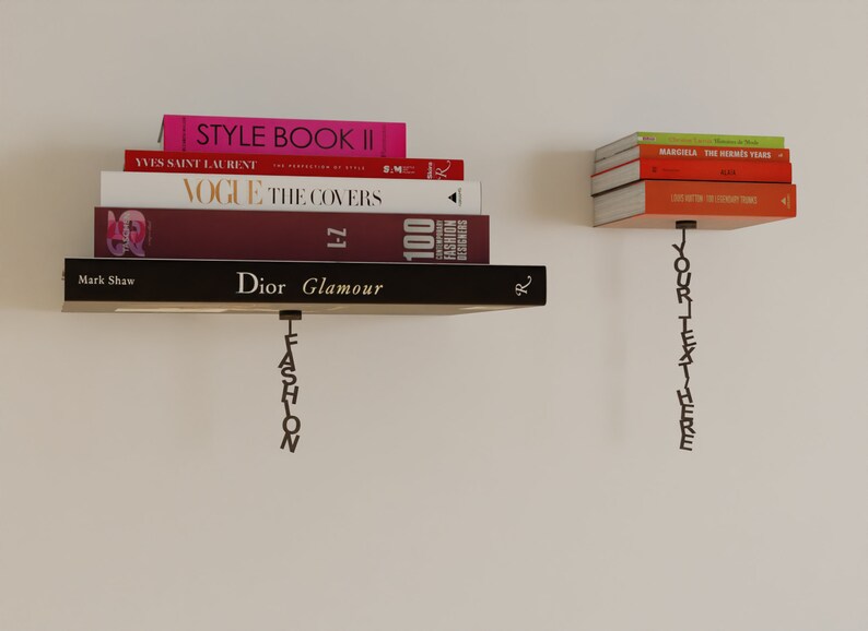 Invisible floating book shelf with personalized text sign image 2