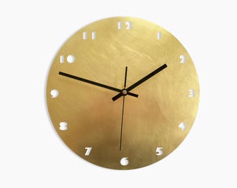 Pure Brass Numbers - silent wall clock - multiple sizes