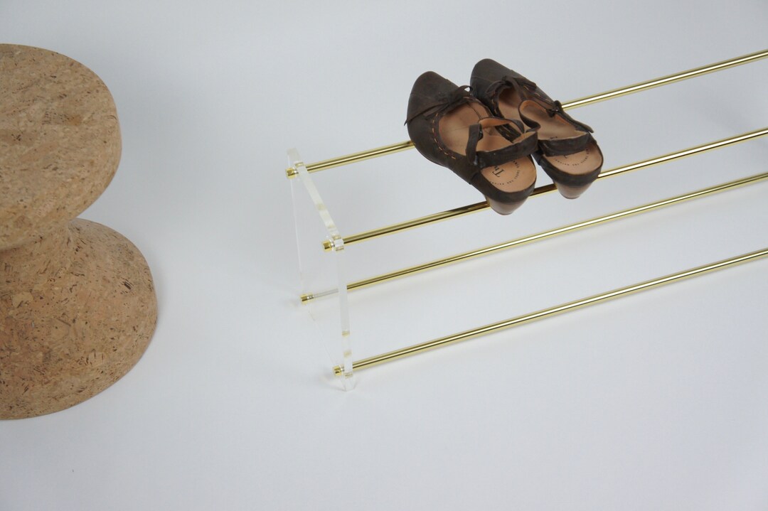 Brass Glass Shoe Rack Shoe Shelf Multiple Sizes Etsy UK