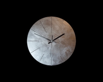 DOTS Silver Wall Clock, full metal, handmade, silent, multiple sizes