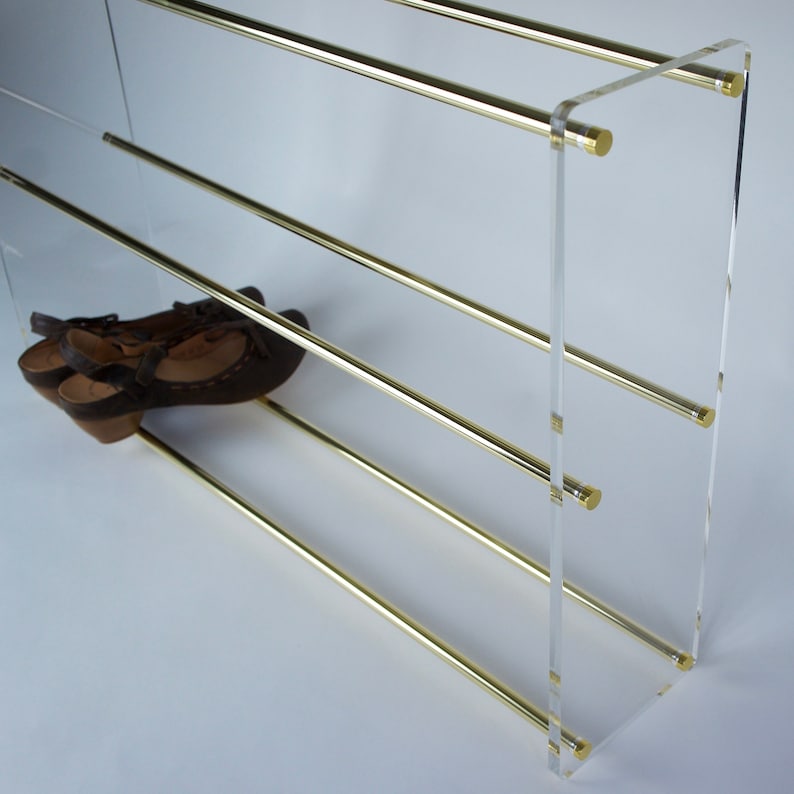 Brass & Glass Large Shoe Rack Shoe Shelf multiple sizes zdjęcie 2