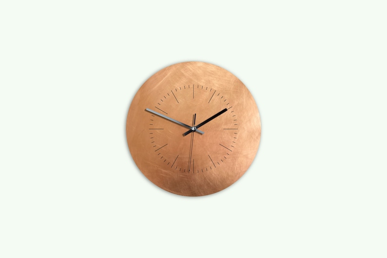 Copper Raw Wall Clock multiple sizes completely silent Mit Strichen/lines