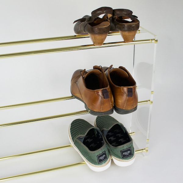 Brass & Glass Large - Shoe Rack - Shoe Shelf - multiple sizes