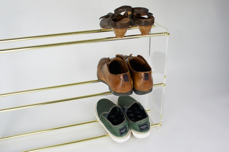 Brass & Glass Large Shoe Rack Shoe Shelf multiple sizes zdjęcie 1