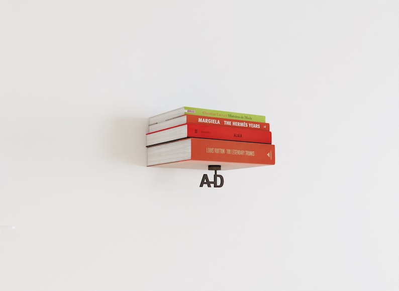 A-Z text characters CUSTOMIZABLE floating bookshelf multiple sizes books magazines invisible wall shelf 3D printing image 1