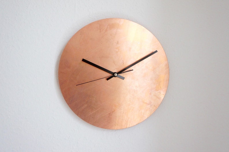 Copper Raw Wall Clock multiple sizes completely silent image 1