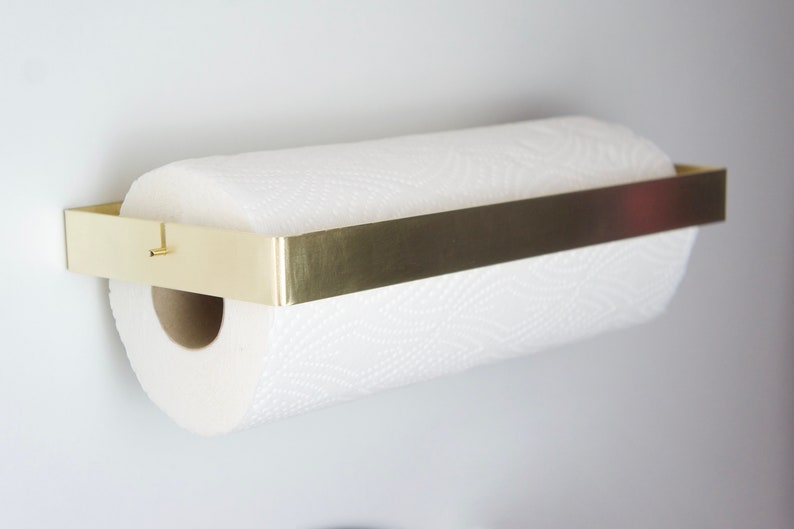 Brass Küchenrollenhalter Küchenpapierhalter aus geschliffenem Messing Bild 4