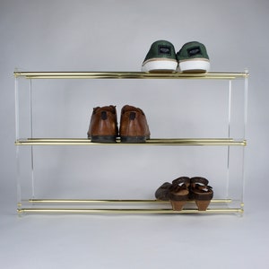 Brass & Glass Large Shoe Rack Shoe Shelf multiple sizes zdjęcie 4