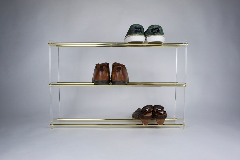 Brass & Glass Large Shoe Rack Shoe Shelf multiple sizes zdjęcie 4