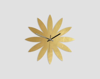 Pure Brass Blume - Messing - Wanduhr - verschiedene Größen