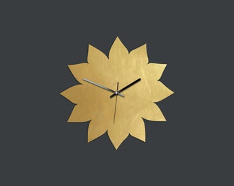 Pure brass blossom - silent wall clock - various sizes