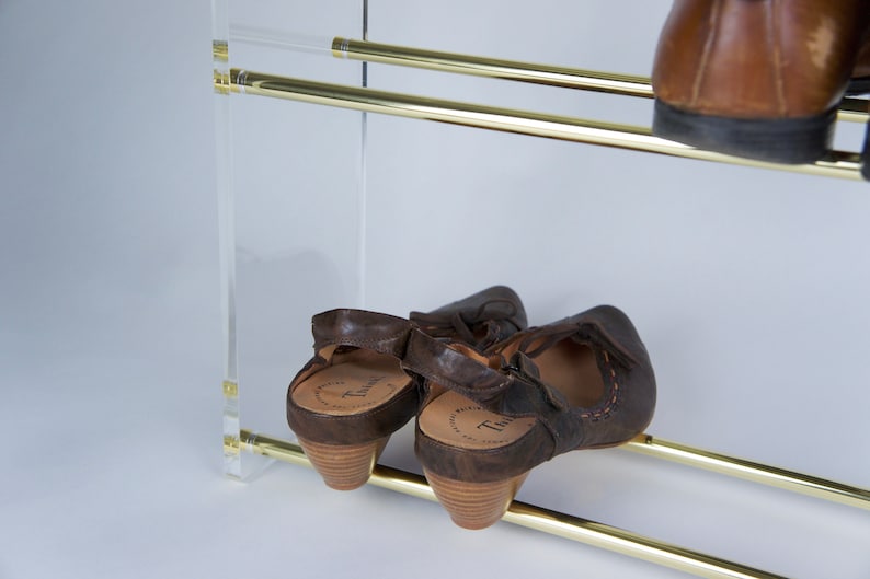 Brass & Glass Large Shoe Rack Shoe Shelf multiple sizes zdjęcie 3