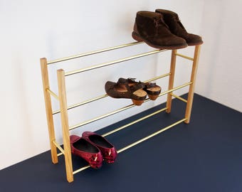 Brass & Oak - Shoe Rack made from wood