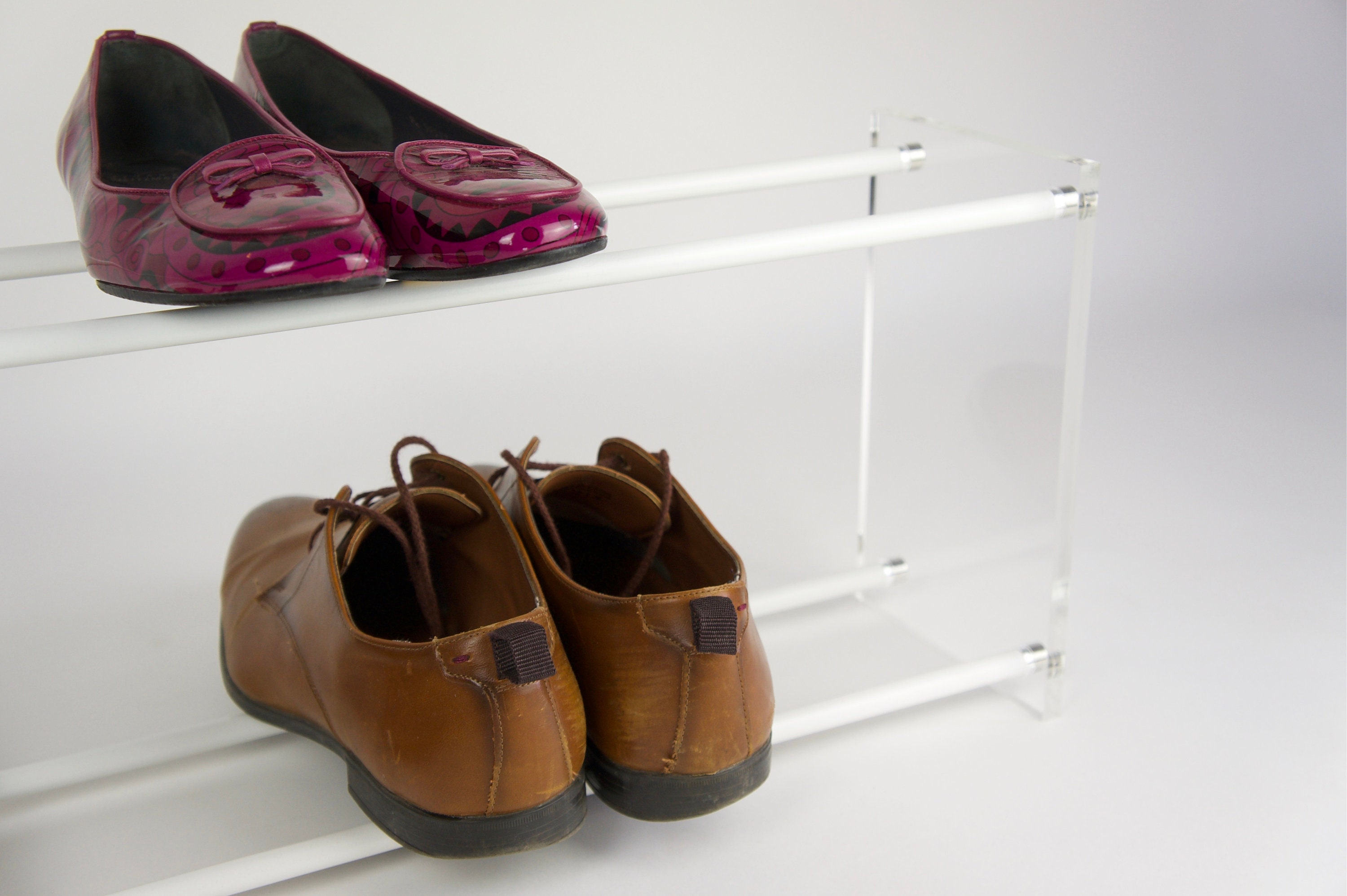 White & Glass Shoe Rack Shoe Shelf multiple sizes Etsy