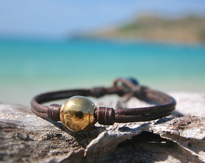 Double Leather Wrap Bracelet of Ancient African Trade Beads and 16 Tahitian Black Cultured Pearls, St Barts Jewelry, Seaside, Island Style