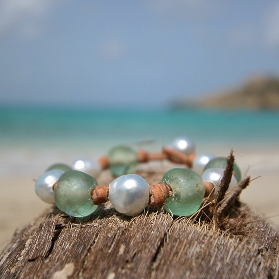 Trio of Golden Australian Pearls and Leather.