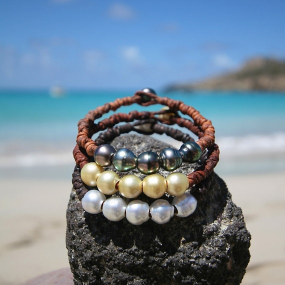 Leather bracelets with pearls hotsell