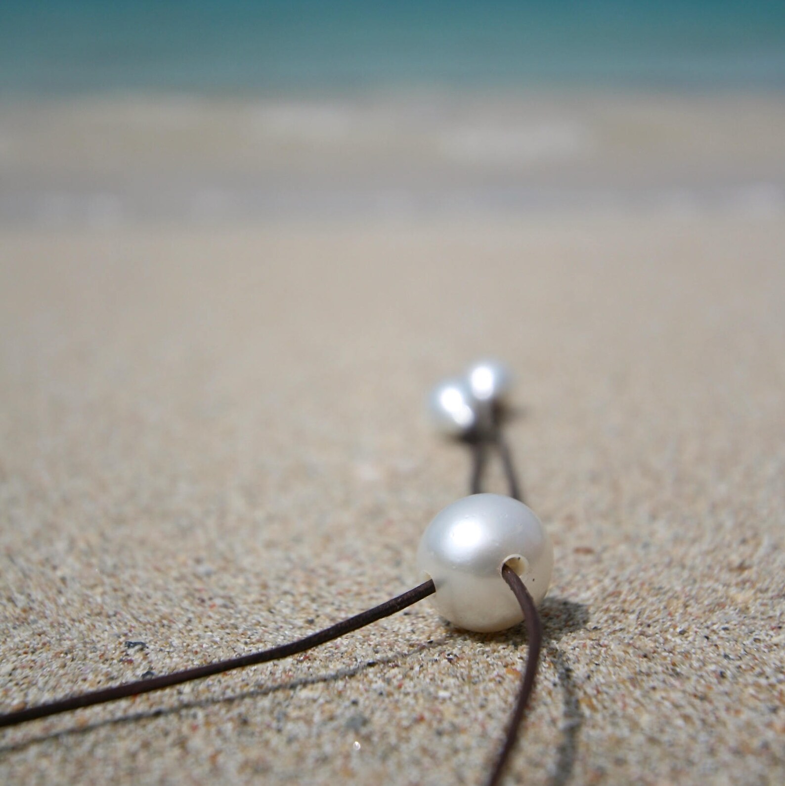 Fine White Pearl Minimalist Leather Lariat Necklace White Etsy