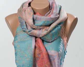 SOFT COLORS Spring Scarf or Shawl or Neck Wrap. Mothers Days Scarf. Spring scarf wrap. New Season.