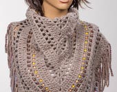 Brown Melange Hand knitted. Winter accessories. Christmas gift. Birthday gift. Winter scarf. Fall shawl. Gift for her. Fashion accessories.