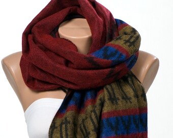 Winter OVERSIZE Scarf or Shawl or Neck Wrap. Double sided blanket Scarf. UNISEX. RED and Black and Blue and Mustard.