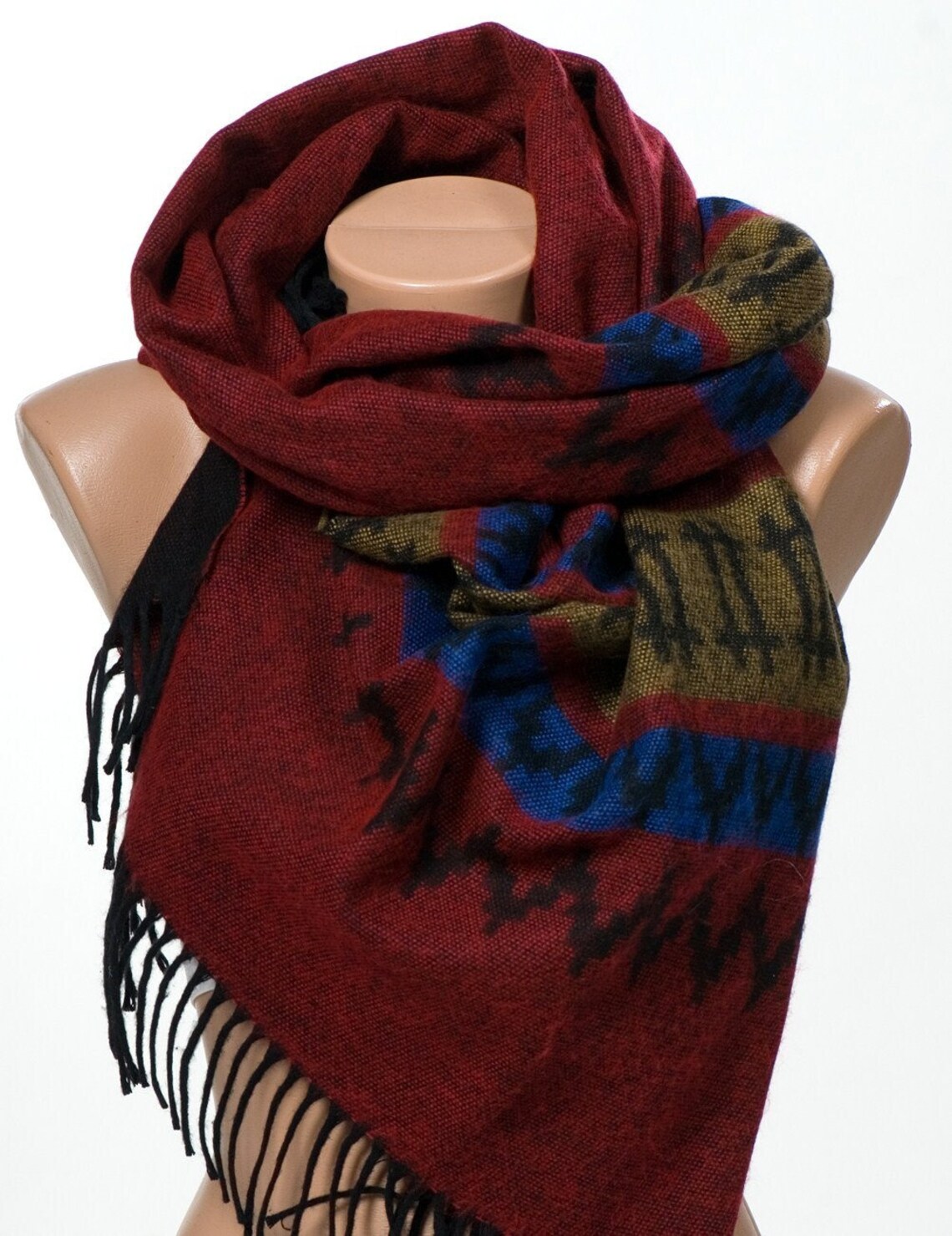 Winter OVERSIZE Scarf or Shawl or Neck Wrap. Double Sided Blanket Scarf