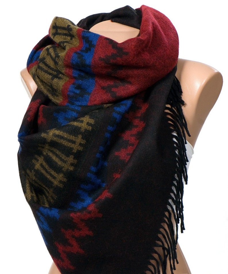 Winter OVERSIZE Scarf or Shawl or Neck Wrap. Double Sided Blanket Scarf