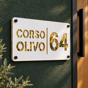 Split Column House Number Sign, Layered 3mm White Acrylic Address Plaque, Custom Stencil Door Number