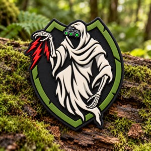Grim Reaper PVC Patch, Night Vision Tactical Morale Patch, 3Inch NVG Ghost Rubber Patch, Hook and Loop Military Emblem for Backpack Hat Gear