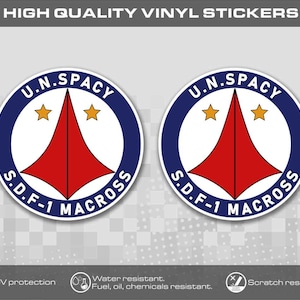 SDF-1 Macross Stickers, Emblem Decals for Car, Bike, Laptop, Water Bottle (Set of 2)