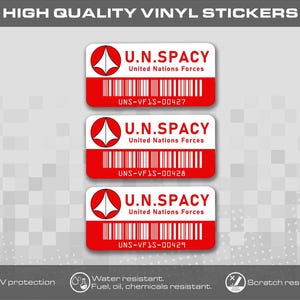 UN-Spacy-Aufkleber, 3er-Set Inventaretiketten-Aufkleber, Vinyl-Aufkleber