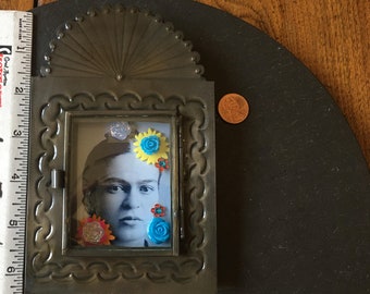 DIY Frida Kahlo decor starter kit Mexican folk art tin box sunrise nicho ofrenda copper 7 anniversary Day of the Dead Dia los Muertos gift