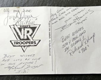 Signed autographed by VR Troopers Ryan Steele JB Reese Kaitlin Star & Tao vintage 90s Saban Entertainment postcard Brad Hawkins S Brown gift