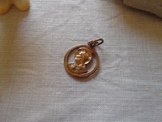 VTG Jesus gold tone sacred heart mini religious necklace pendant bracelet charm reversible Our Lady Perpetual Help Saint medal jewelry gift