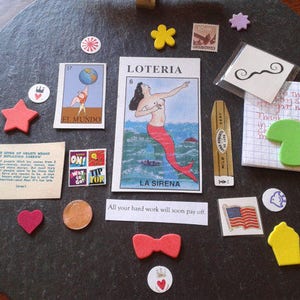 CLEARANCE 20 fortune teller paper ephemera retro lot Fortune Fish Swami loteria DIY gypsy junk journal cards temporary tattoo stickers gift image 3