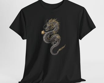 Martial Arts T-shirt Dragon with Golden Pearl of Inner Cultivation Taoist Symbol Qi Gong Tai Chi TaiChi Unisex Cotton Tee