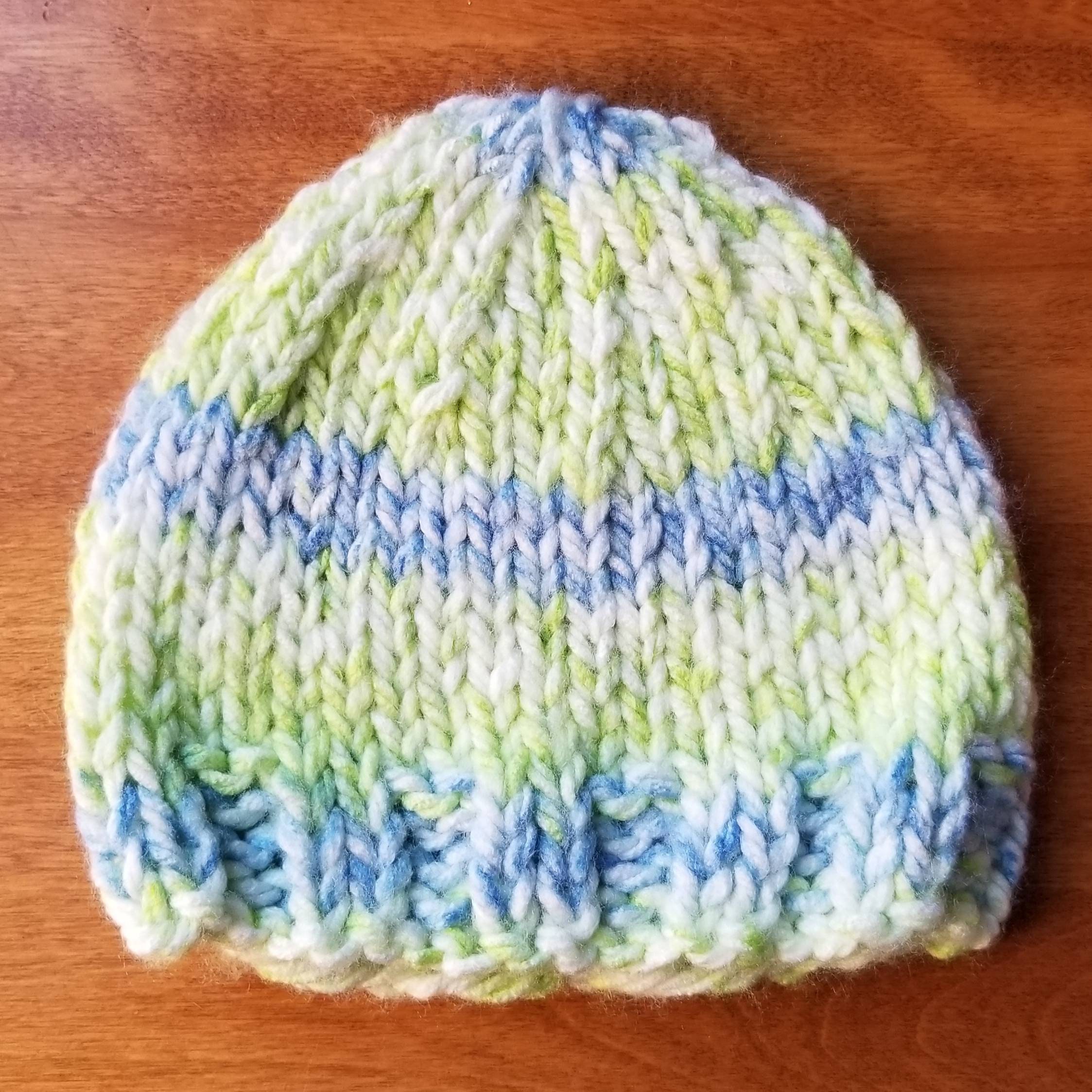 Hand Knit Baby Boy Hat, Knit Newborn Hat, Newborn Photo Prop, Baby Boy