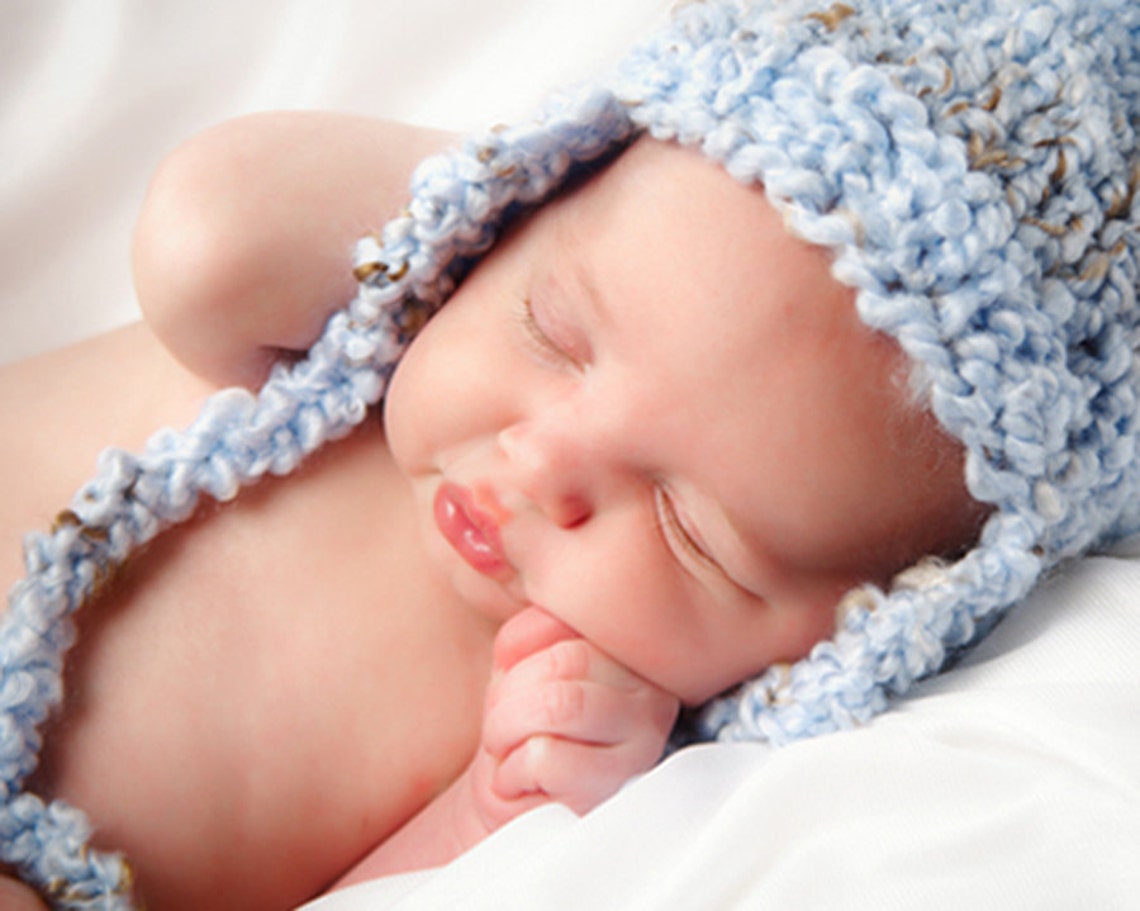 Hand Knit Baby Boy Hat With Ear Flaps Knit Newborn Hat Etsy