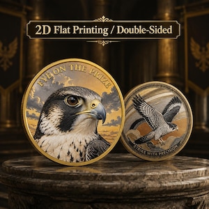 1pc Falcon Eye On The Prize Commemorative Coin,double-sided challenge coin, collectible keepsake, eagle falcon bird lover gif
