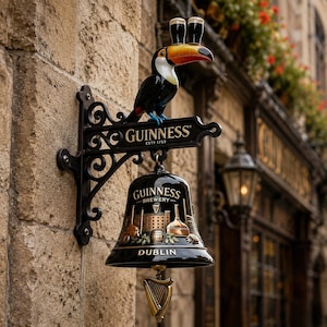 Guinness Blackbird wandbel, Ierse pubdecoratie, gietijzeren wanddecoratie in Dublin-stijl, cadeau