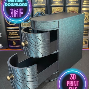 Mini Curved End Table 3D Print File | Bookshelf Decor Desktop Organizer Printable Nightstand BookNook 3MF Instant Download 3D Printing