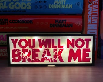 You Will Not Break Me Dungeon Crawler Carl Inspired Book Nook – Light-Up Shelf Decor