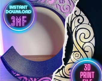 Lanterna Lua Crescente Espiralada - Arquivo 3D para Luminosidade de Cantinho de Leitura e Decoração Celestial (Download Digital 3MF)