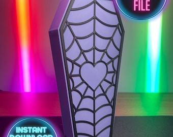 Caixa de caixão em forma de coração de teia de aranha gótica: impressão 3D STL/3MF (download digital)