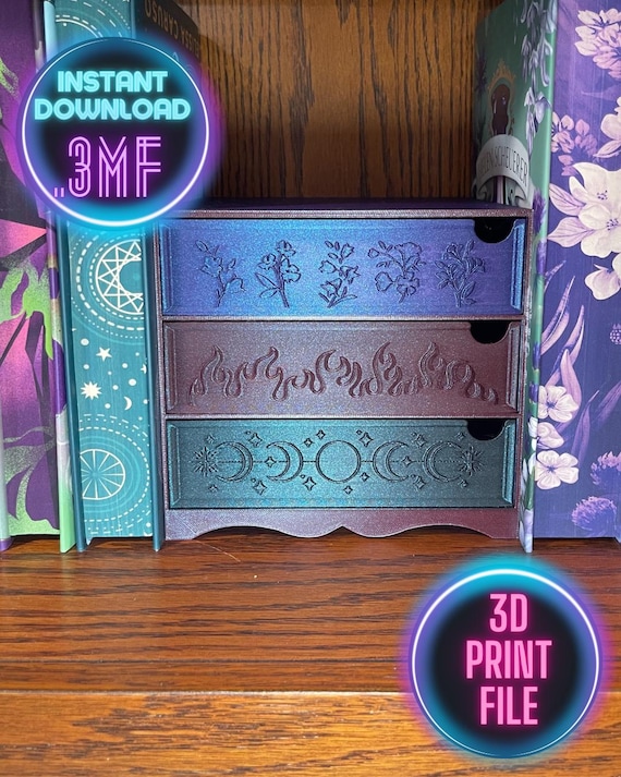ACOTAR Bookshelf Dresser 3D Print File: Fantasy Book Nook Organizer (Digital Download/3MF