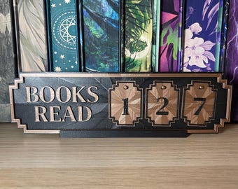 Books Read Tracker | Retro Style Reading Counter | Bookshelf Decor for Book Lovers (Physical Item)