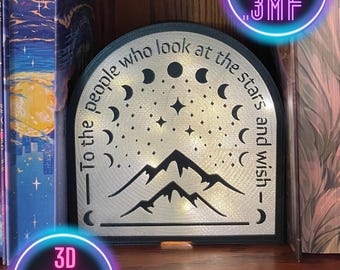 ACOTAR Book Nook Lantern: Arco iluminado com citação de estrelas (download digital 3MF)