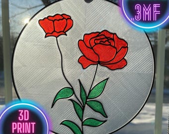 Apanhador de Sol Simples em Forma de Rosa – Decoração Floral em Estilo Vitral (Arquivo para Impressão 3D)