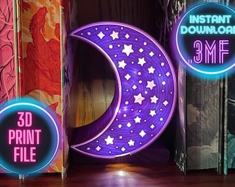 Lanterna Estrela Lua Crescente em Arquivo 3D para Cantinho de Leitura Iluminado e Decoração Celestial (Download Digital 3MF)