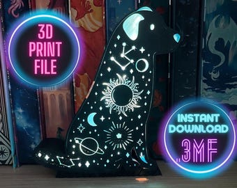 Arquivo 3D da Lanterna Cachorro Espacial • Decoração Luminosa LED Cachorro Celestial (Download Digital 3MF)